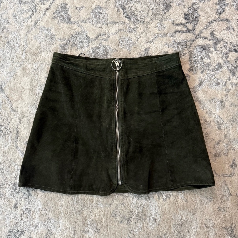 Zara Europe Green Suede Mini Skirt